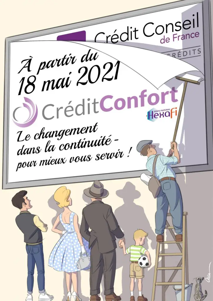 Dans les années 50, un colleur installe une nouvelle affiche, devant un groupe de curieux.